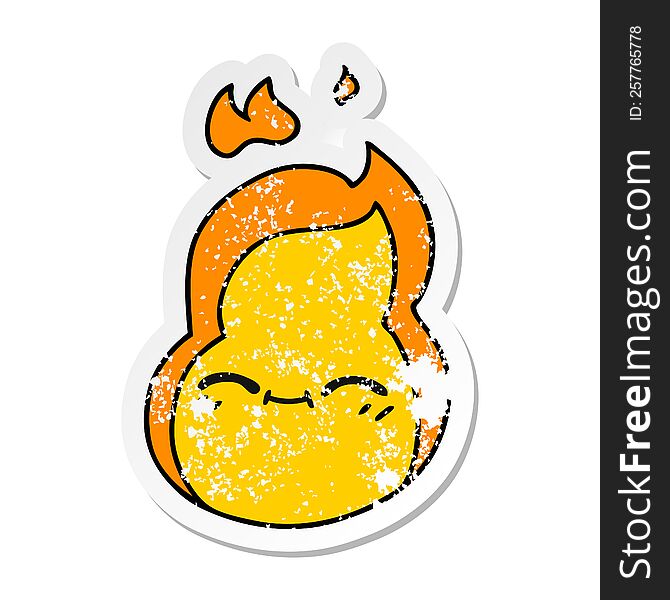 distressed sticker cartoon of cute kawaii fire flame