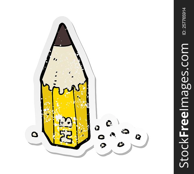 retro distressed sticker of a cartoon pencil stub