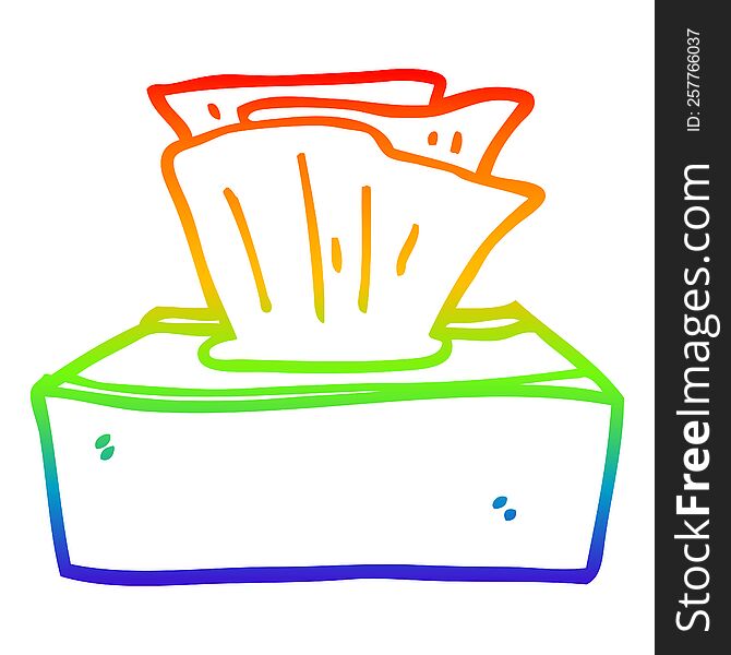 rainbow gradient line drawing of a cartoon box of tissues