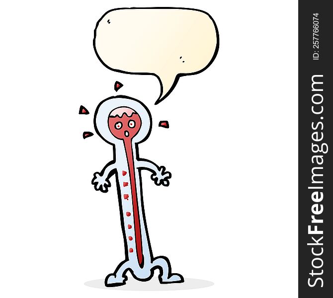 cartoon hot thermometer with speech bubble