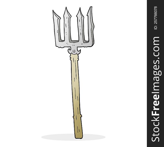 freehand drawn cartoon devil fork