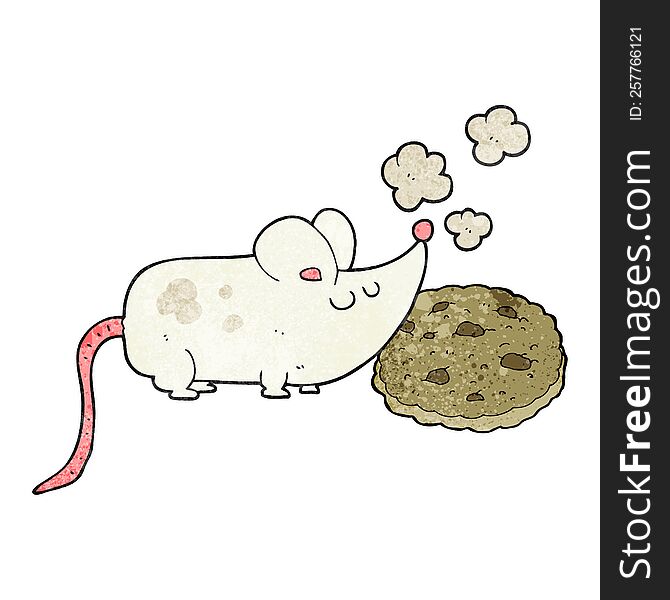 Cute Textured Cartoon Mouse And Cookie