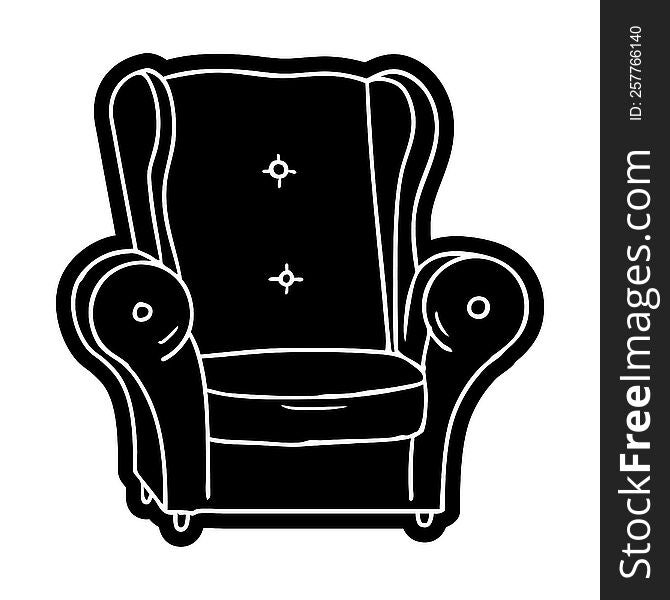 cartoon icon of an old armchair. cartoon icon of an old armchair