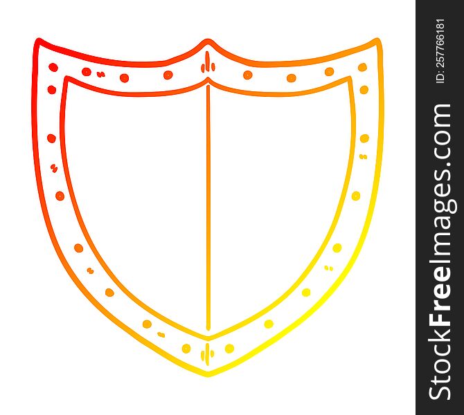 warm gradient line drawing of a cartoon shield