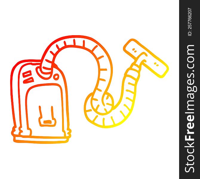 warm gradient line drawing of a cartoon vacuum cleaner