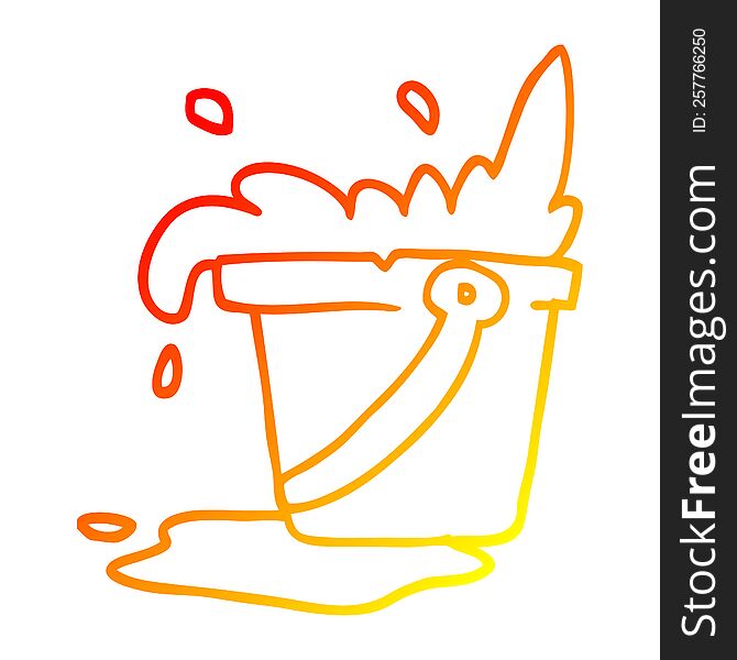 warm gradient line drawing of a cartoon bucket of water
