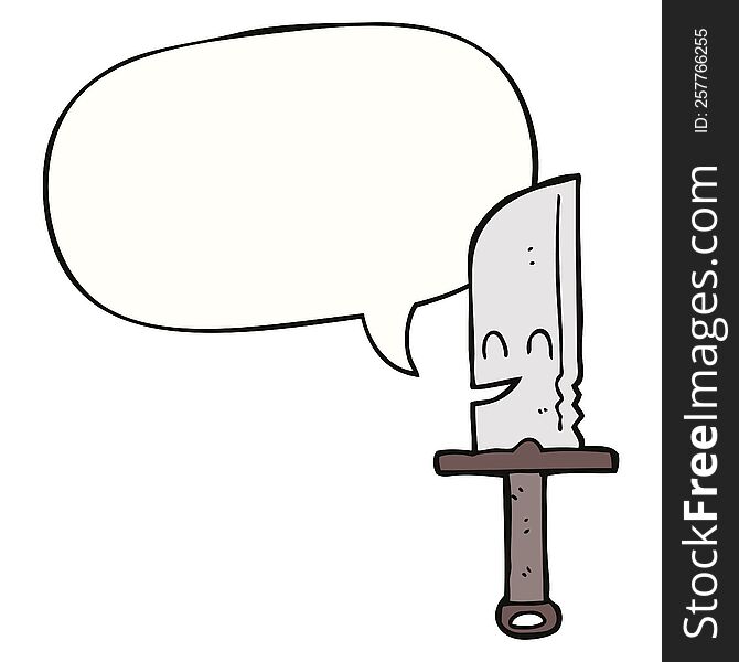 Cartoon Knife And Speech Bubble