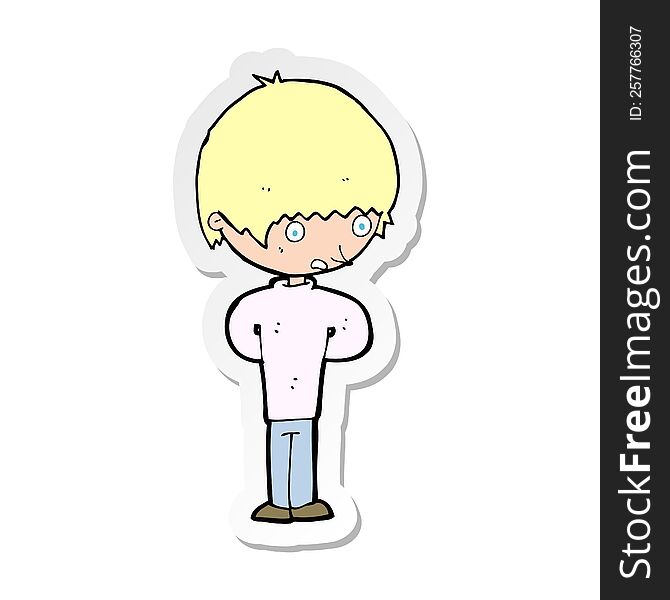 Sticker Of A Cartoon Nervous Boy