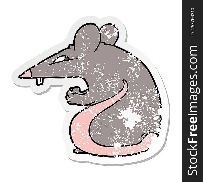 distressed sticker of a sly cartoon rat