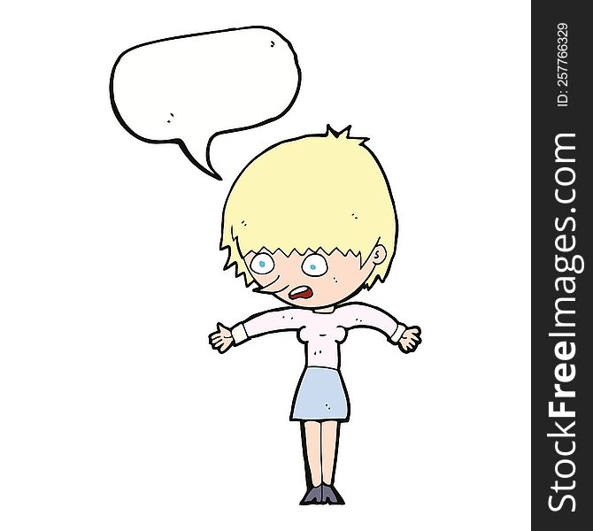 cartoon woman panicking with speech bubble