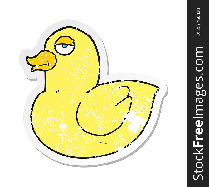 Retro Distressed Sticker Of A Cartoon Duck