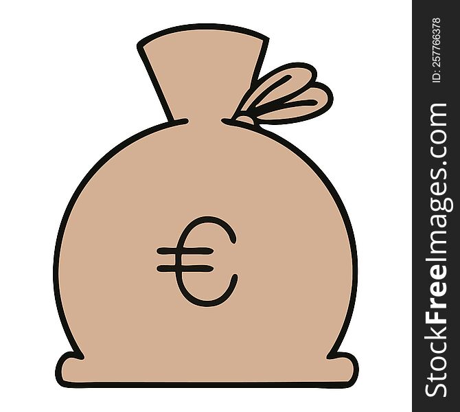 cute cartoon of a bag of money. cute cartoon of a bag of money