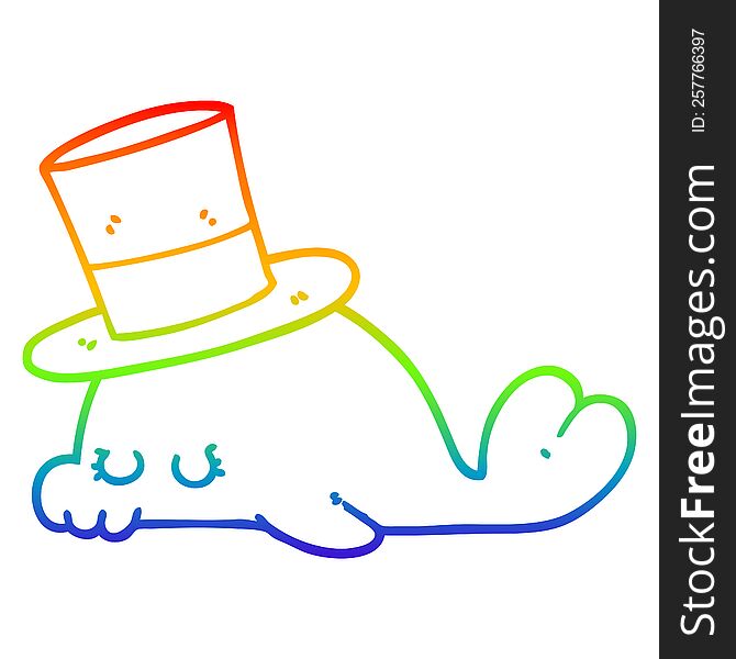 rainbow gradient line drawing of a cute cartoon dolphin