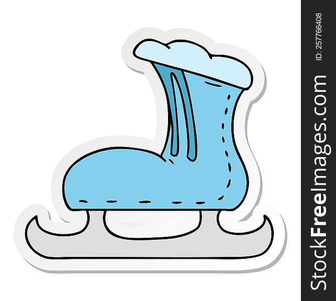 Sticker Cartoon Doodle Of An Ice Skate Boot