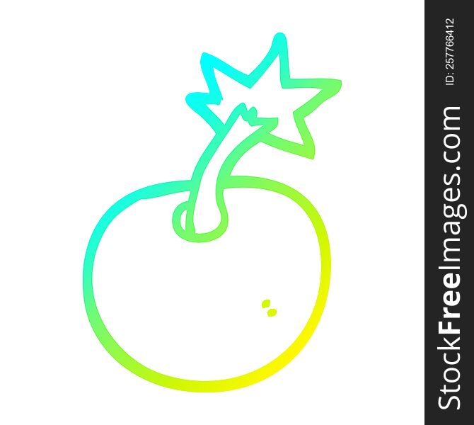 cold gradient line drawing of a round cartoon bomb