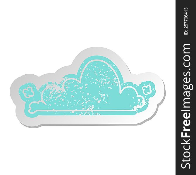 Distressed Old Sticker Of A White Cloud