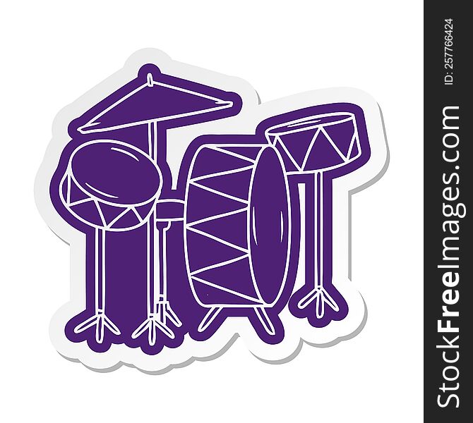 Cartoon Sticker Of A Drum Kit