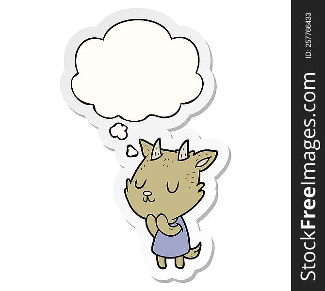 cartoon goat with thought bubble as a printed sticker