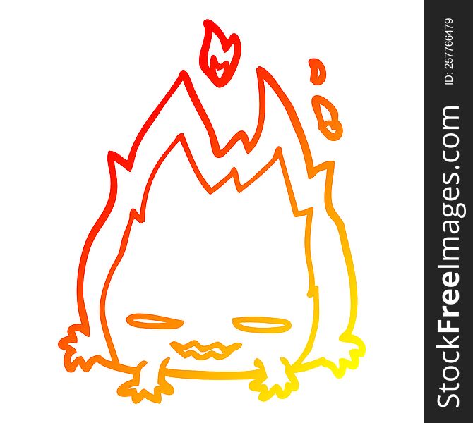 Warm Gradient Line Drawing Cartoon Fire Demon