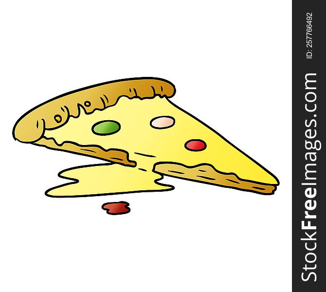 hand drawn gradient cartoon doodle of a slice of pizza