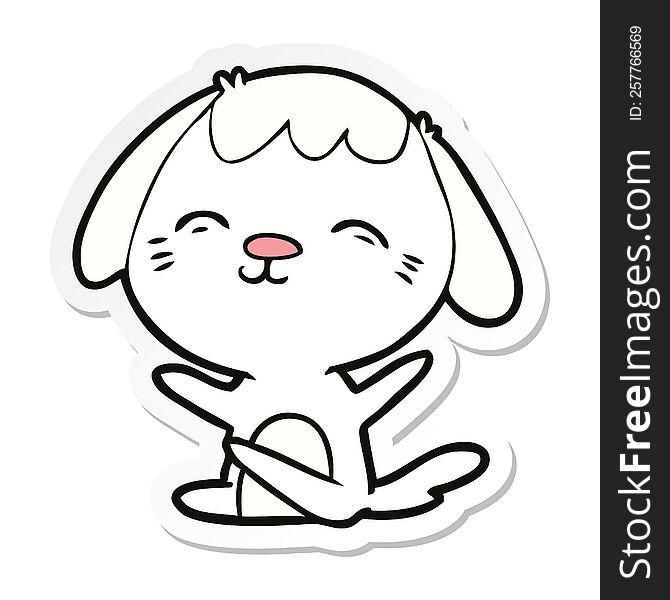 Sticker Of A Happy Cartoon Sitting Dog