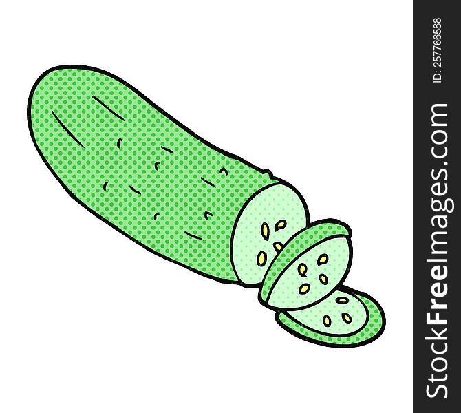 freehand drawn cartoon sliced cucumber