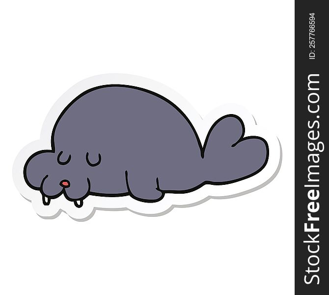 Sticker Of A Cartoon Walrus