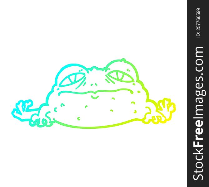 cold gradient line drawing of a cartoon ugly frog