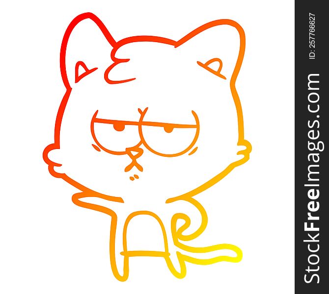 Warm Gradient Line Drawing Bored Cartoon Cat