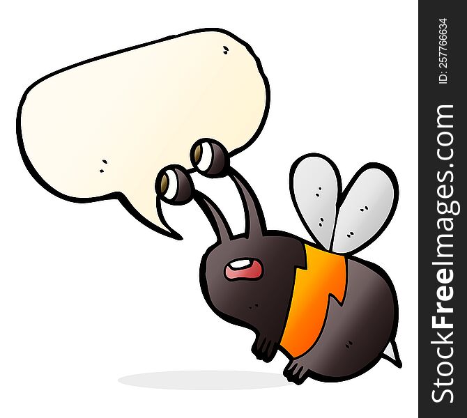 Cartoon Frightened Bee With Speech Bubble