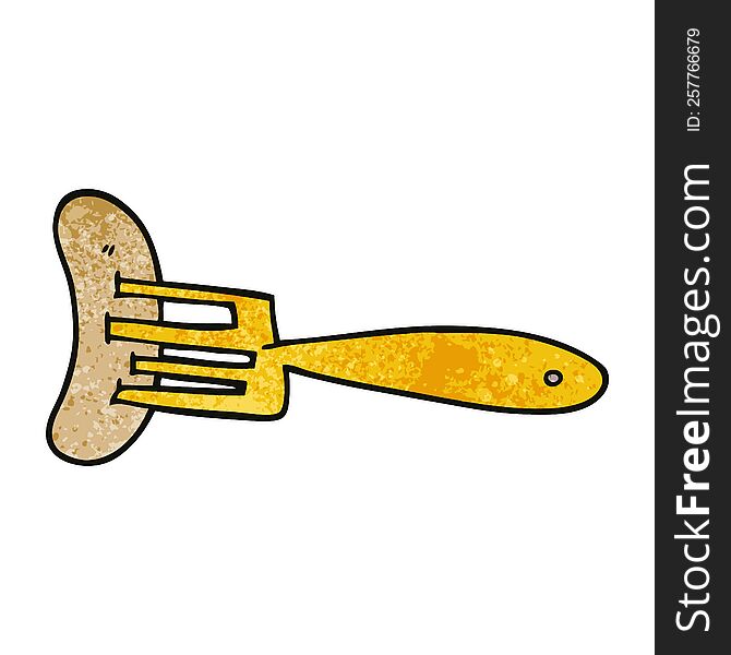 cartoon doodle banger on fork