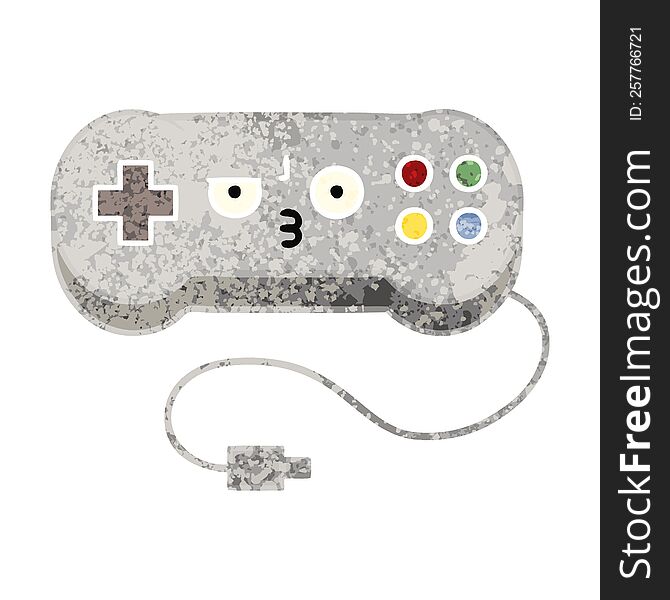 Retro Illustration Style Cartoon Game Controller