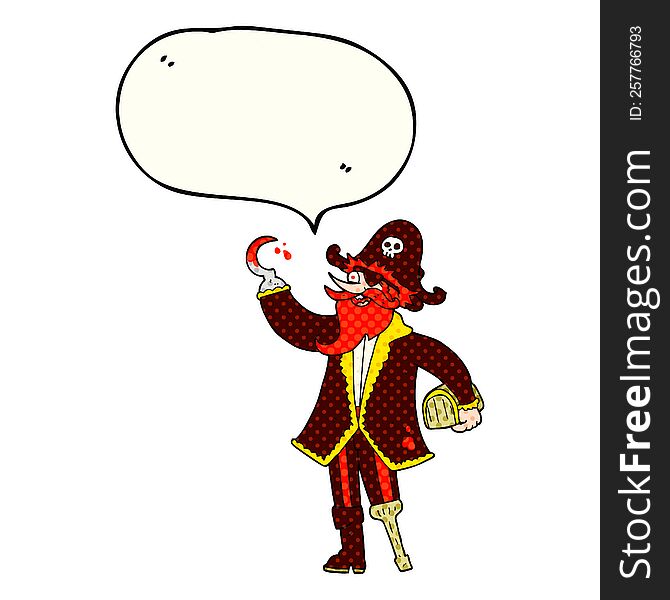 freehand drawn comic book speech bubble cartoon pirate captain