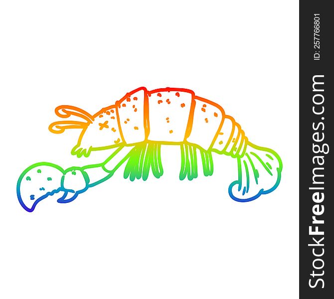 rainbow gradient line drawing of a cartoon lobster