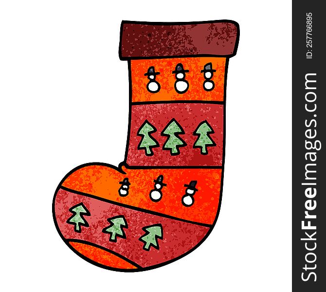 Cartoon Doodle Christmas Stocking