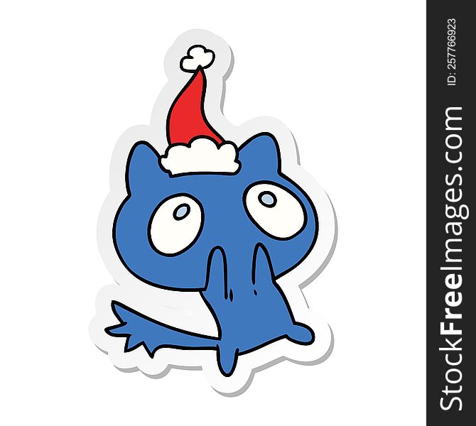 Christmas Sticker Cartoon Of Kawaii Cat