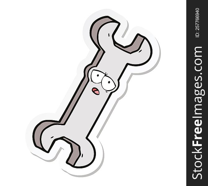 Sticker Of A Cartoon Spanner