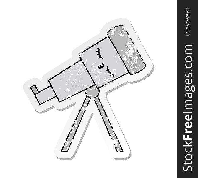 Distressed Sticker Of A Cute Cartoon Telescope