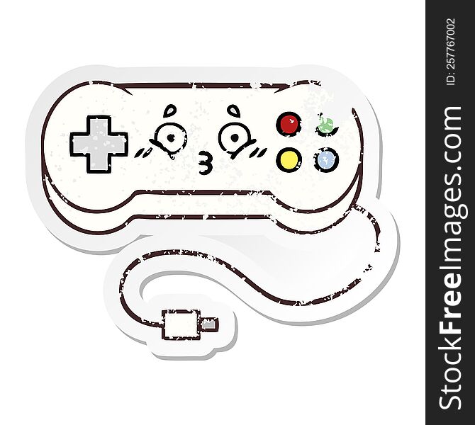 distressed sticker of a cute cartoon game controller