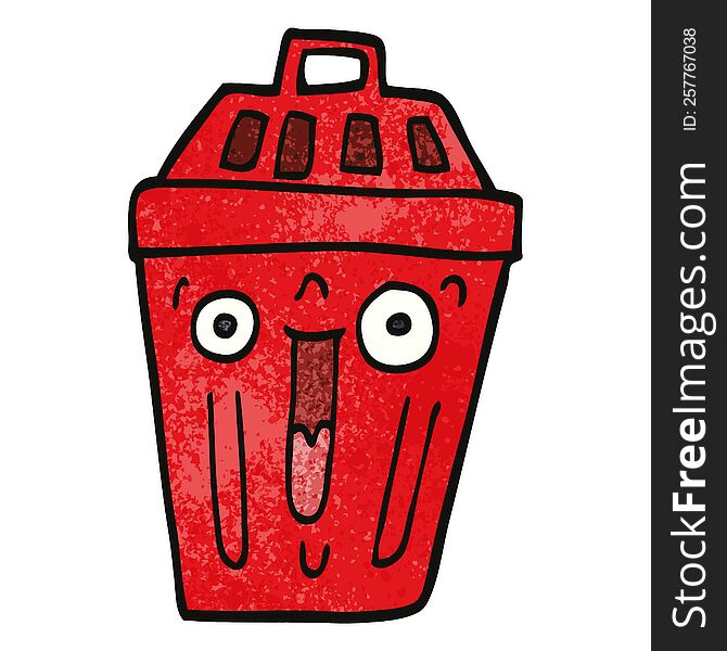 cartoon doodle waste bin