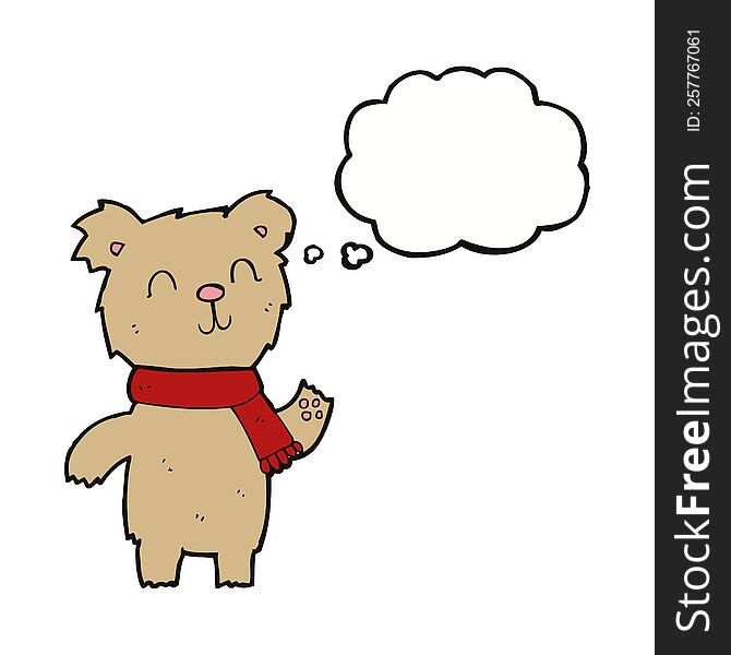 Cartoon Cute Teddy Bear With Thought Bubble