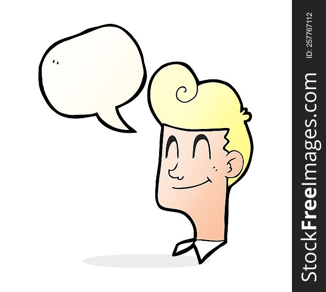 Speech Bubble Cartoon Smiling Man