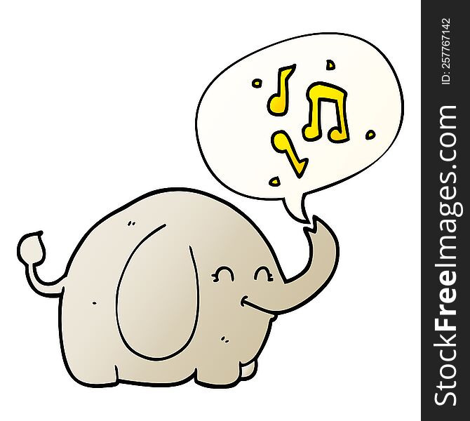 cartoon trumpeting elephant with speech bubble in smooth gradient style