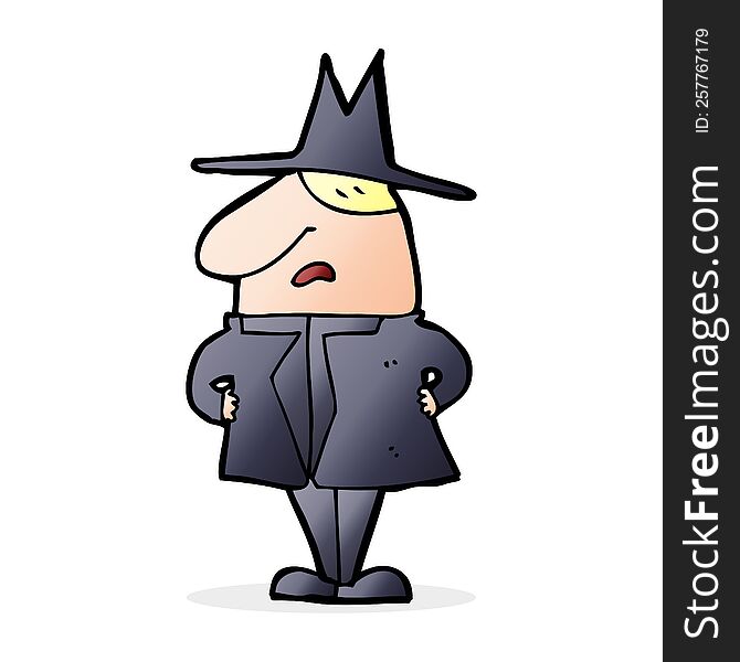 cartoon man in coat and hat