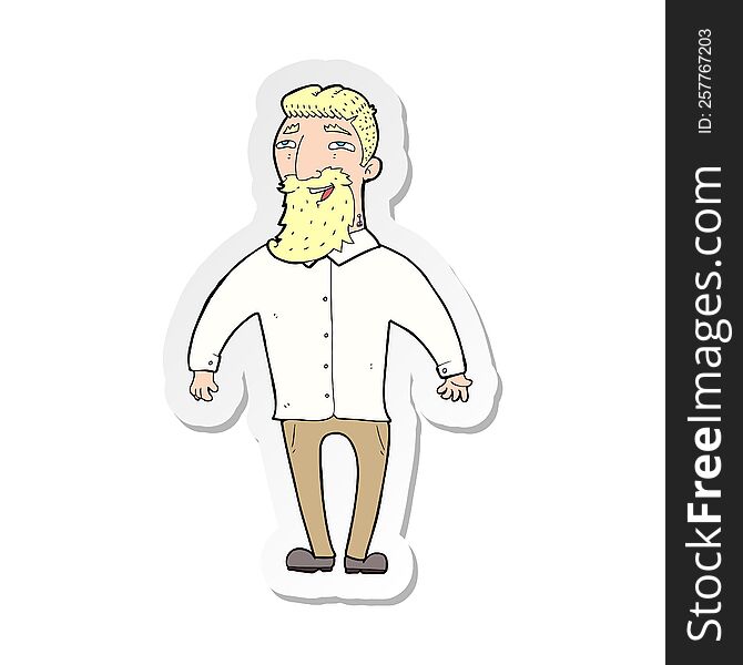 Sticker Of A Cartoon Happy Man With Beard
