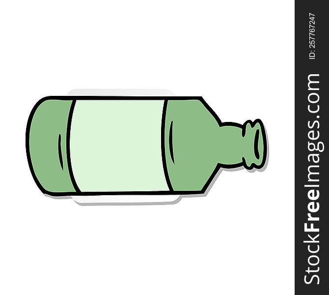 Sticker Cartoon Doodle Of An Old Glass Bottle