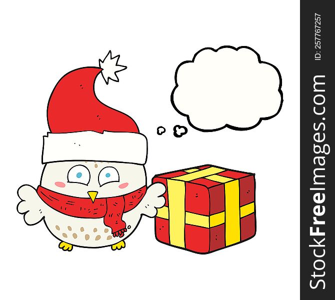 Thought Bubble Cartoon Christmas Owl
