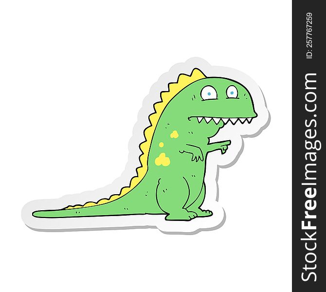 sticker of a cartoon dinosaur