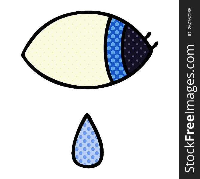 comic book style cartoon of a crying eye looking to one side