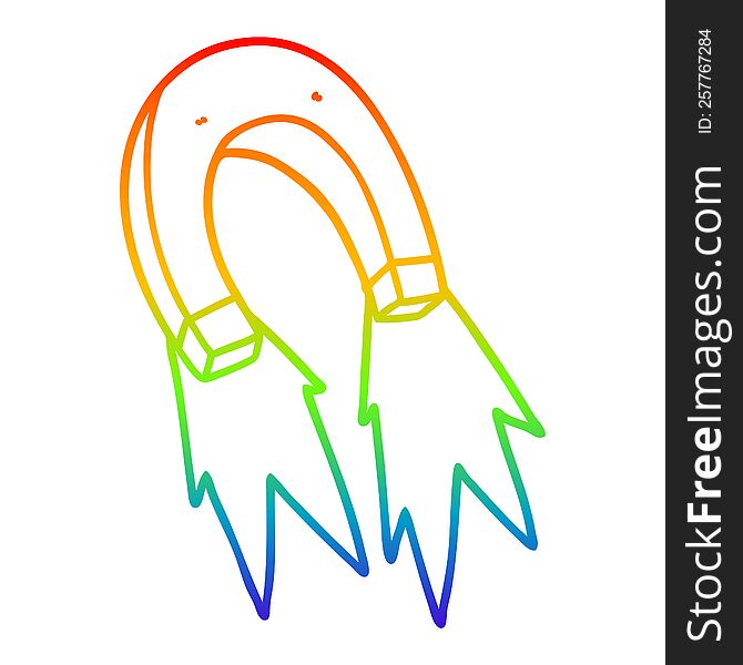 rainbow gradient line drawing of a cartoon magnet